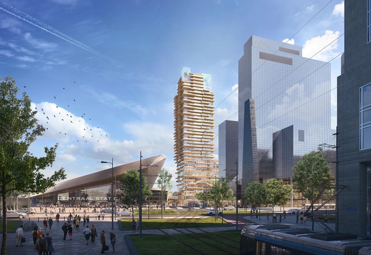 PLP Architecture Designs New Timber Tower for Rotterdam - Featured Image