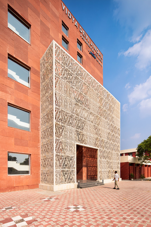 Vidya Devi Jindal Paramedical College / SpaceMatters - Exterior Photography, Brick, Facade