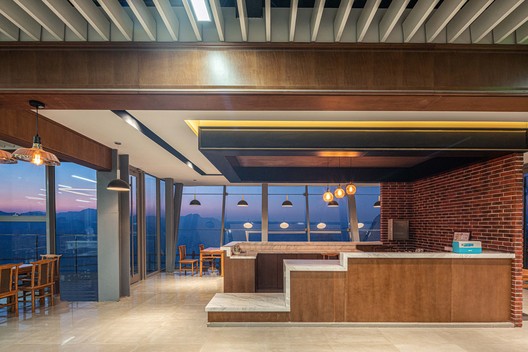 Restaurant on the Cliff / Skyland Architecture - Interior Photography, Kitchen, Beam