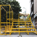 The Yellow Pavilion / Architecture for Humans - Exterior Photography, Temporary Installations, Door, Stairs, Facade, Handrail