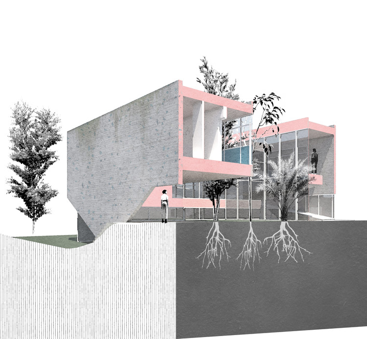 Vilanova Artigas数字拼贴画，以柔和色调展现二维博物馆| ArchDaily