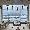 Mjøstårnet The Tower of Lake Mjøsa / Voll Arkitekter - Interior Photography, Dining room, Table, Chair, Windows