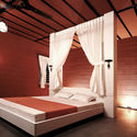 印度红色“树屋” / PG Associates - 室内图, 木头, 床