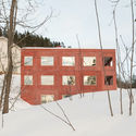 House in Red Concrete / Sanden+Hodnekvam Architects - Interior Photography, Windows, Forest