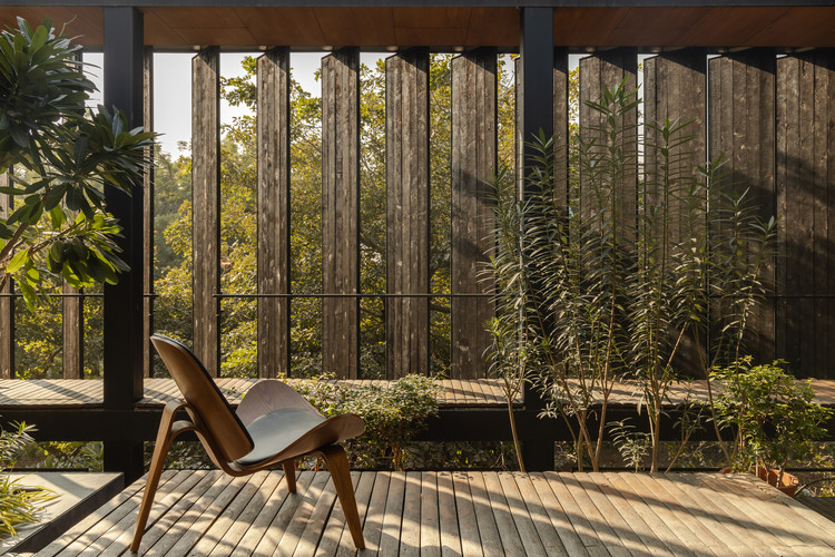 Black Perch House / Studio Sangath - Exterior Photography, Fence, Chair, Forest, Garden