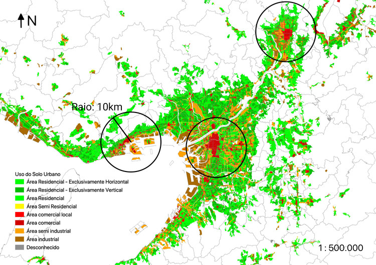 Uso e ocupação do solo em Keihanshin. Produção própria com dados do National Land Numerical Information