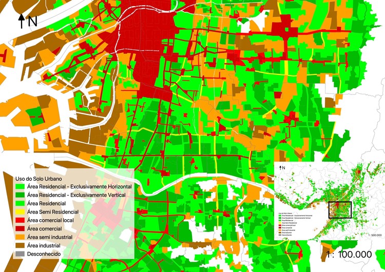 Detalhe do mapa de uso e ocupação do solo. Produção própria com dados do National Land Numerical Information
