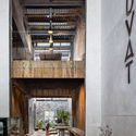 Adiuvat Coffee Roaster Quinhon / A+H architect - Interior Photography, Coffee Shop Interiors, Beam, Facade, Table, Chair, Bench