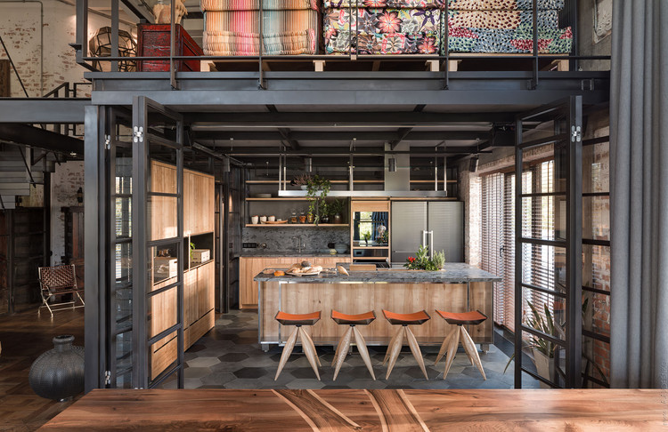 Hayloft / loft buro - Interior Photography, Kitchen, Table, Windows, Chair, Shelving, Beam