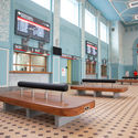 A Train Station as an Epoch” Reconstruction of Railway Station / Faber Group - Interior Photography, Living Room, Bench, Windows