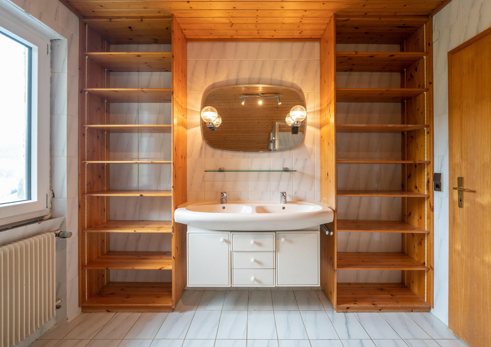 Gallery of Natural Wood, Gray and White: How to Update a 90's Bathroom - 5