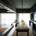 Dwelling With Independent Concrete Block Wall / Asano - Izue Architect Office - Interior Photography, Kitchen, Table, Lighting, Sink, Windows