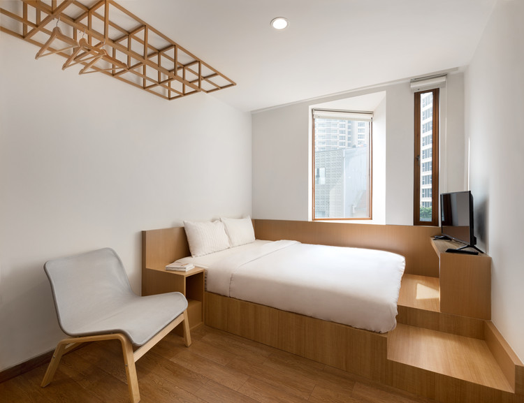 Odori Hotel / Nimara Architects - Interior Photography, Bedroom, Wood, Windows, Bed