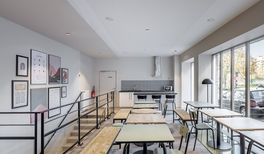 Apartment Building in Paris / CoBe Architecture & Paysage - Interior Photography, Table, Windows, Chair, Countertop