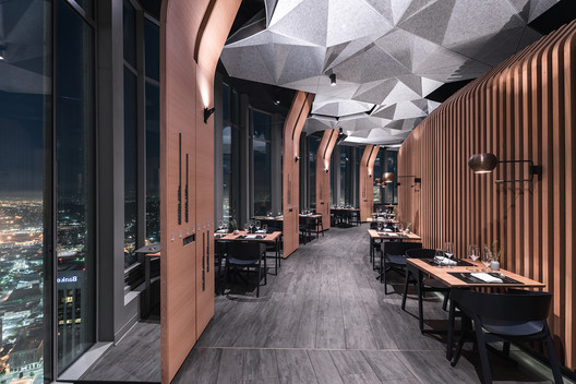 71 Above Restaurant / Tag Front Architects - Interior Photography, Closet, Table, Chair, Beam