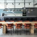 AirHelp Berlin Headquarters / Fréderic Fourrichon Architecture + Alejandra Albarrán Art Direction - Interior Photography, Kitchen, Table, Countertop, Lighting, Chair, Shelving