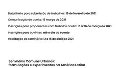 Seminário Comuns Urbanos: formulações e experimentos na América Latina