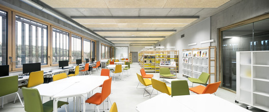 A New College in a French Village / CoCo architecture + Jean de Giacinto Architecture Composite - Interior Photography, Shelving, Chair