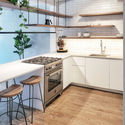 B+D Apartment / k-da - Interior Photography, Kitchen, Countertop, Sink, Lighting