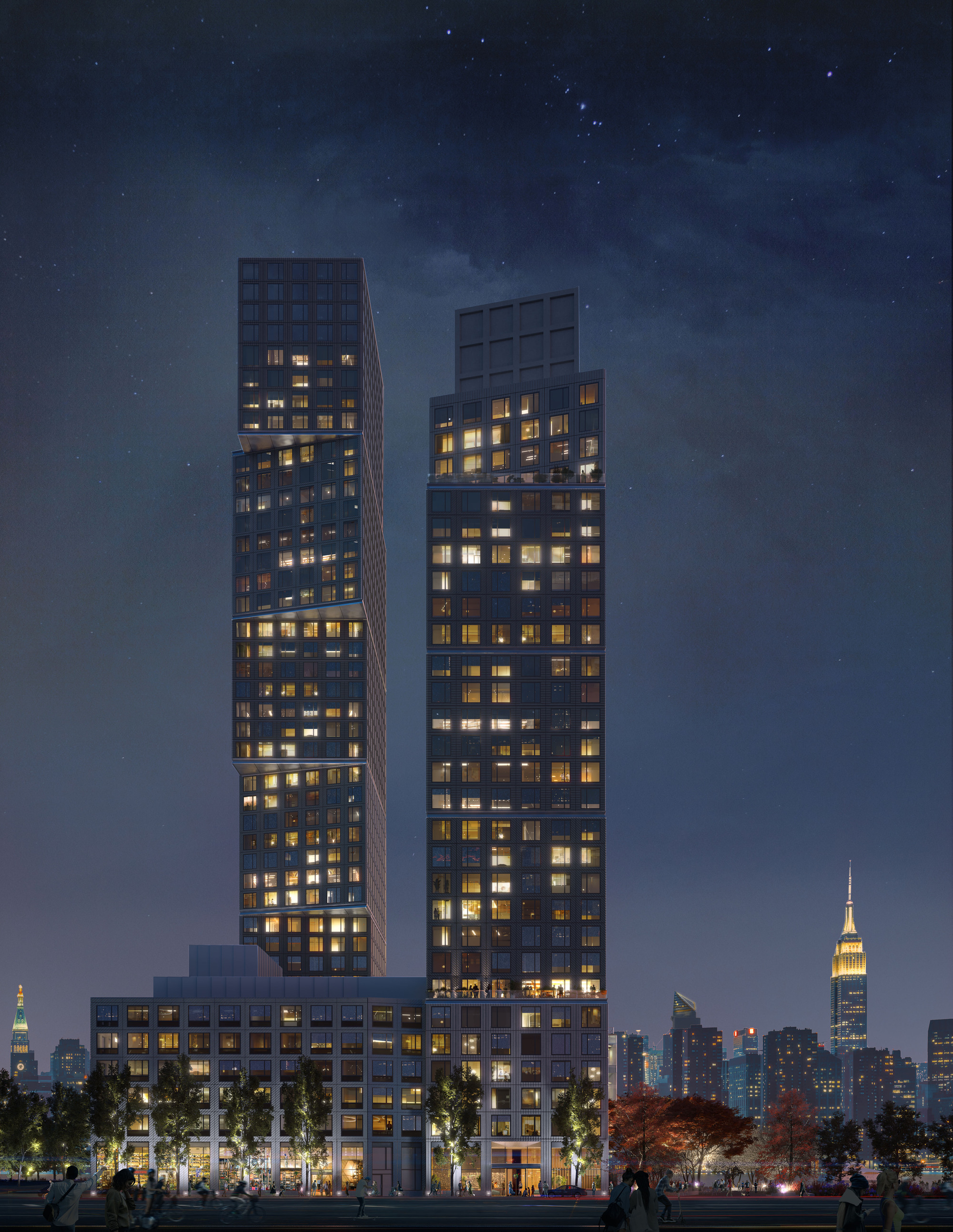 Gallery of OMA / Jason Long's New York Greenpoint Landing Towers Reach