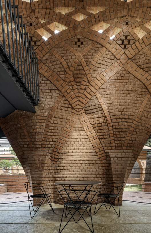 The Red Oasis / PMA madhushala - Interior Photography, Brick, Arch, Beam