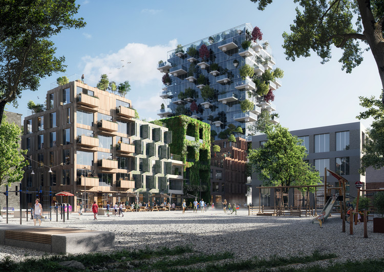 MVRDV revela el diseño de un proyecto residencial inspirado en un código de barras verde en Ámsterdam - Más Imágenes