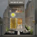 YAMA  Ksoul Render 4 - AMA Coffee Shop: Qu&aacute;n cafe sử dụng m&agrave;u x&aacute;m v&agrave; m&agrave;u v&agrave;ng thể hiện sự đ&ocirc; thị ho&aacute;