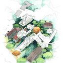 sketch - Thiết kế ng&ocirc;i nh&agrave; dốc với kiến tr&uacute;c hiện đại cho một gia đ&igrave;nh 3 thế hệ gồm 4 người