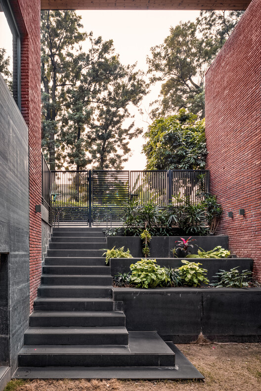 Prairie House / Arch.Lab - Exterior Photography, Stairs, Brick, Facade, Garden, Handrail, Courtyard