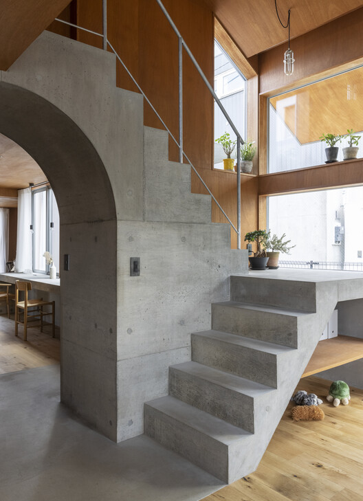 House in Akishima / Office m-sa - Interior Photography, Stairs, Handrail, Beam