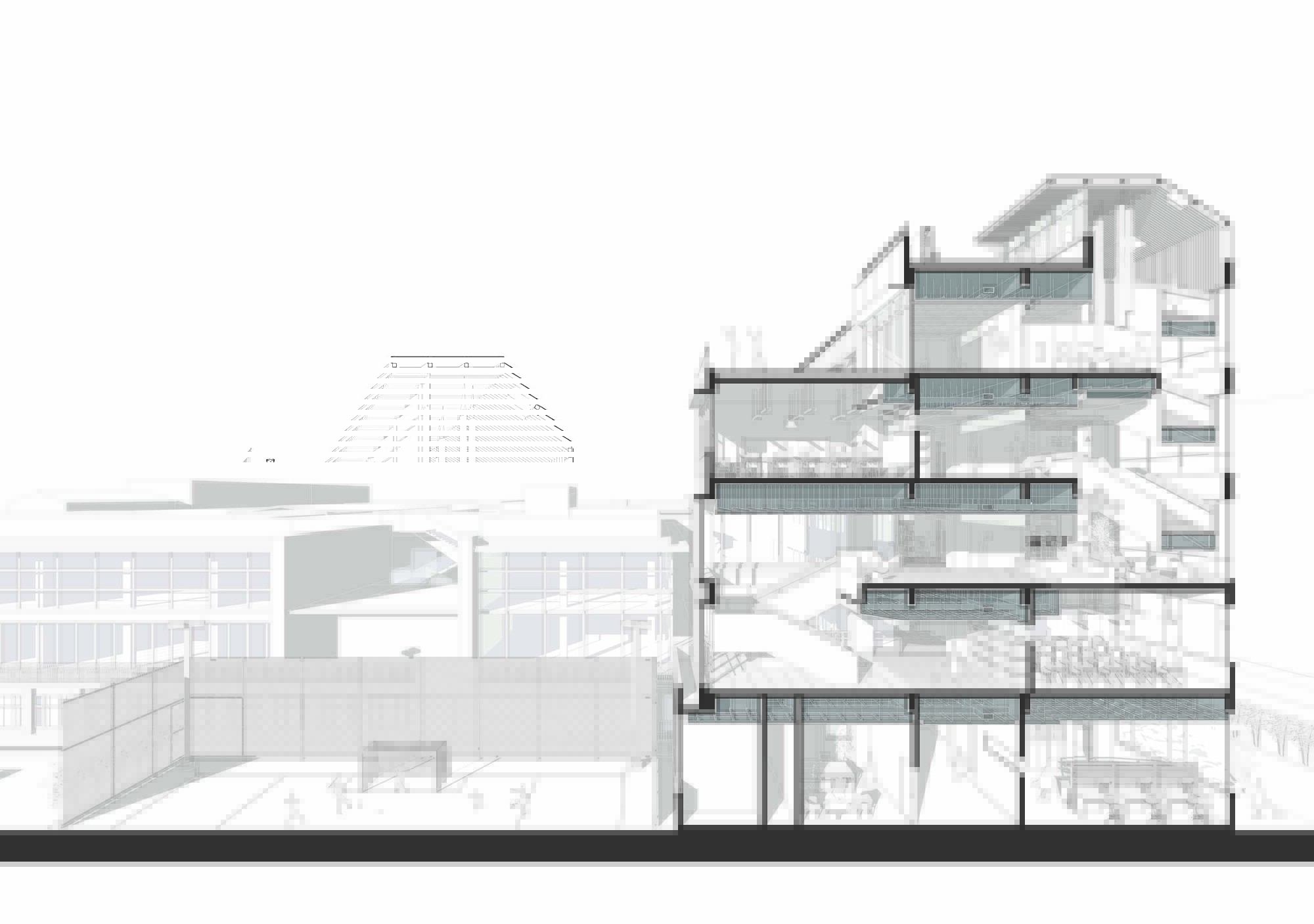 Section Design School Gallery of Shanghai DTD Academy Teaching and Learning Complex / Perform ...