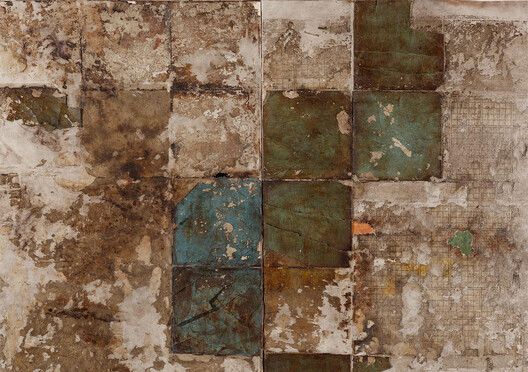 Dudu Garcia_ Tempo-Matéria_Anita Schwartz Galeria de Arte_RA 143_11_diptych, 2023 RA 143 Series 1.38 x 0.98m (each) Organic materials, linoleum tiles, and natural pigments on canvas
