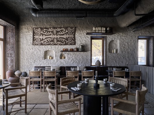 Auyl Restaurant / NAAW + DUNIE - Table, Windows, Chair, Beam