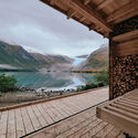 Sauna Svartisen / Fuse Arkitekter - NTNU - Fotografía exterior, Sauna, Terraza, Fijación Vigas, Costa