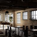 Oude Office and Café / yutaestudio - Interior Photography, Coffee Shop Interiors, Beam, Door, Table, Chair