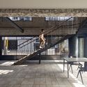 Oude Office and Café / yutaestudio - Interior Photography, Coffee Shop Interiors, Beam, Facade, Handrail, Table