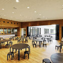 KFB Kindergarten and Nursery / HIBINOSEKKEI + Youji no Shiro - Fotografía de interiores, comedor, mesa, sillas