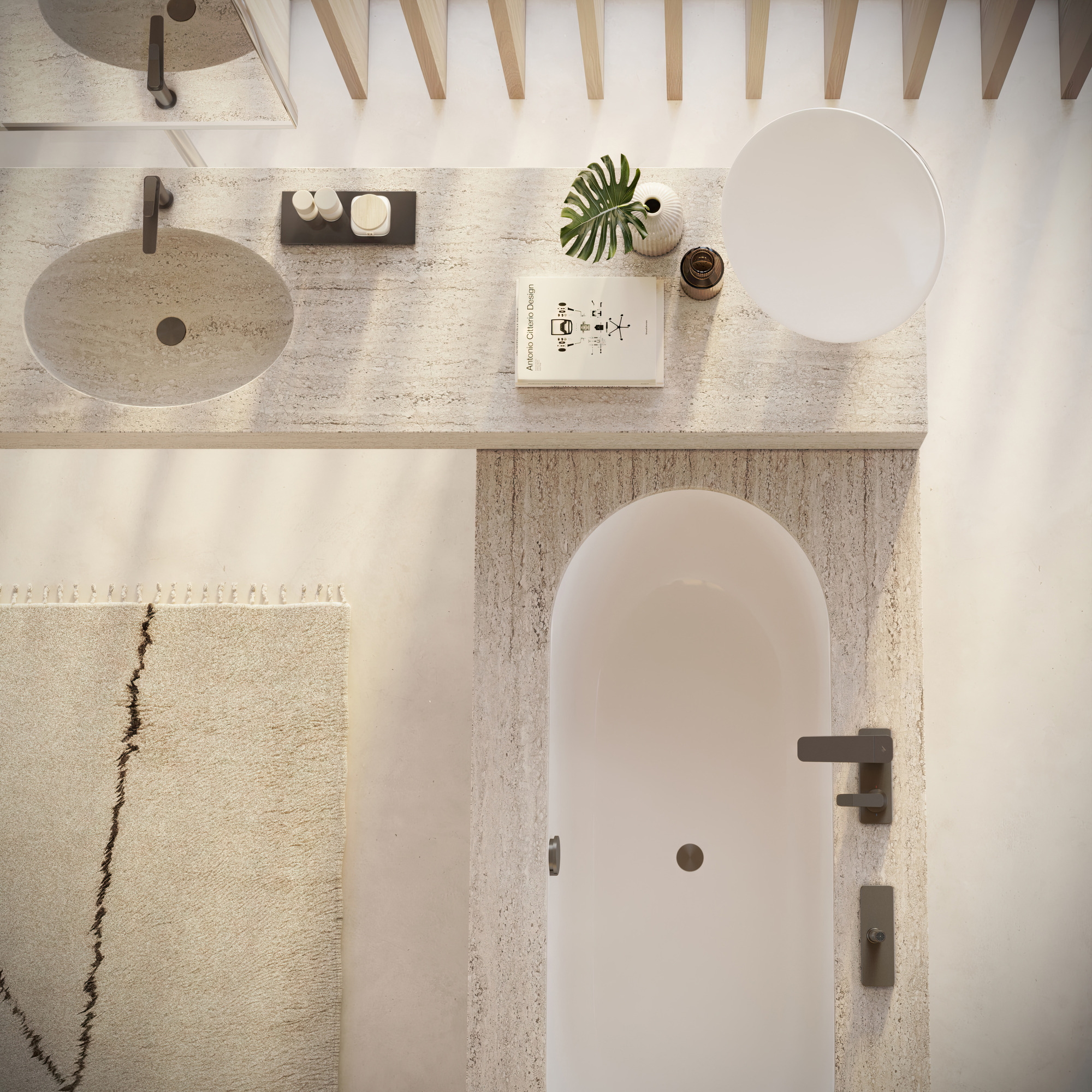 アート・デザイン・音楽 Antonio Citterio Design A Bathtub and Sink in a Single Sculptural Element: Antonio