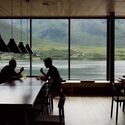 Holmøy Production Facility / Snøhetta - Interior Photography, Kitchen, Table, Chair, Windows