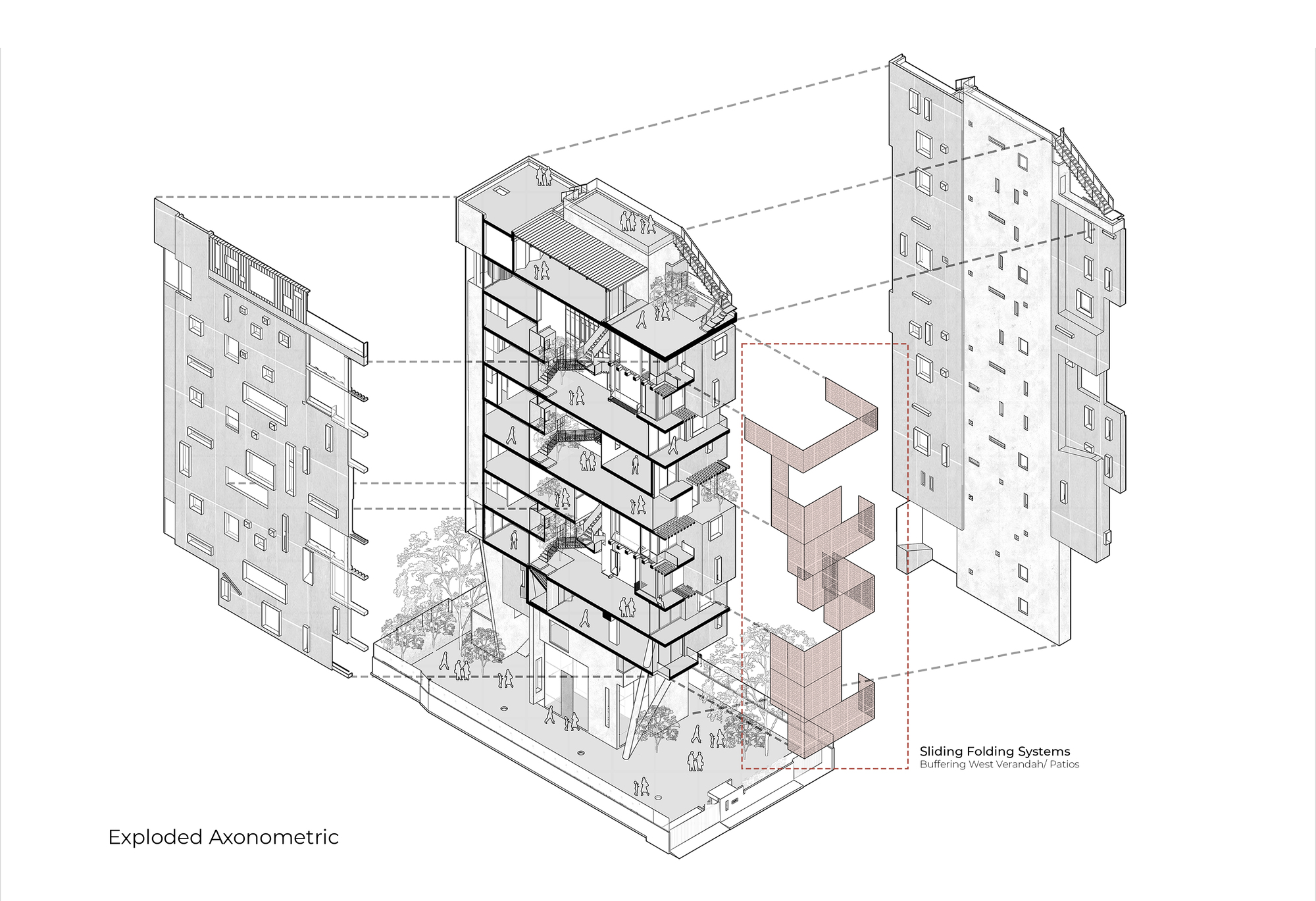 Exploded Axonometric Diagram E House Architecture
