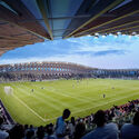 Zaha Hadid Architects Unveils First Ever All-Timber Football Stadium in Stroud, United Kingdom - Image 1 of 4