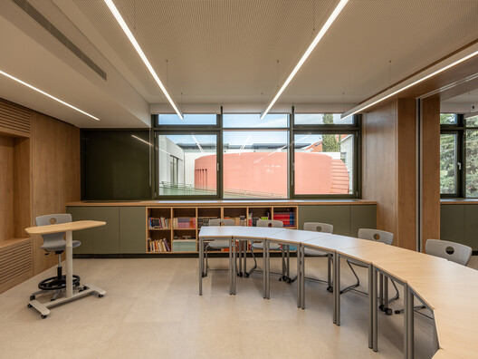 Pinewood International School-Anatolia College / A.N. Tombazis & Associates Architects + Micromega Architecture & Strategies - Interior Photography, Kitchen, Wood, Chair