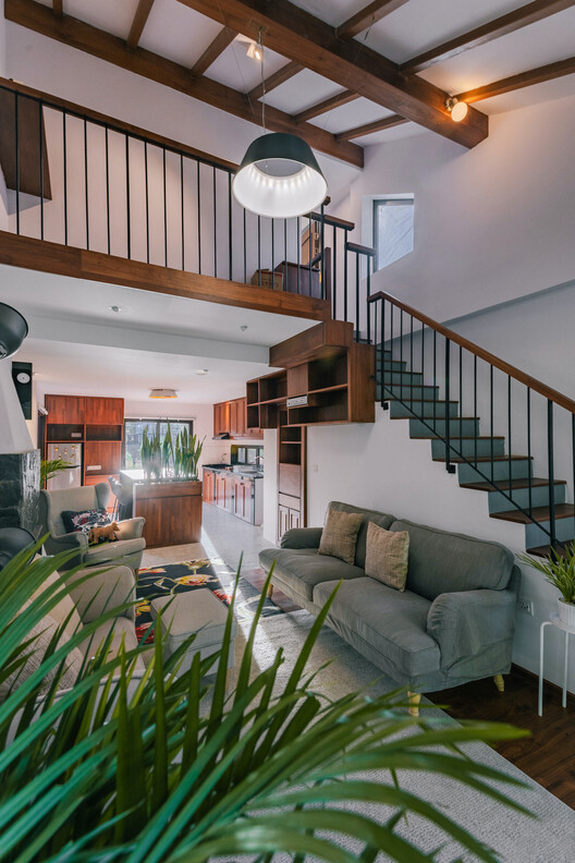 Oak Village - The 9th Avenue / 1+1>2 Architects - Interior Photography, Living Room, Wood, Table, Lighting, Sofa, Chair