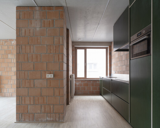 Peper Multifunctional Building / Architecten De Bruyn - Interior Photography, Kitchen, Brick