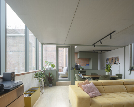 Peper Multifunctional Building / Architecten De Bruyn - Interior Photography, Living Room, Wood, Lighting, Chair, Glass