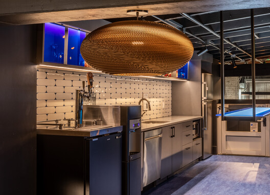 Astroscale US Headquarters / Neoera - Interior Photography, Kitchen, Wood, Lighting, Countertop, Chair