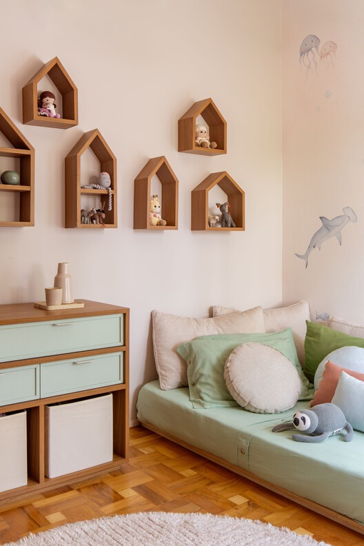 Casa FL / W.Arquitetura - Fotografia de Interiores, Madeira, Prateleira, Iluminação, Dormitório, Cama