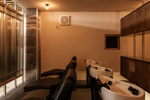 Alternative Hair Salon / PERMANENT Co., Ltd. - Interior Photography, Bathroom, Wood, Lighting, Chair