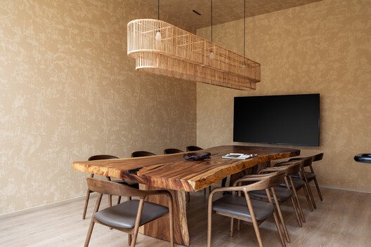 Office Elements of Nature / Source Architecture - Interior Photography, Dining room, Wood, Table, Lighting, Chair