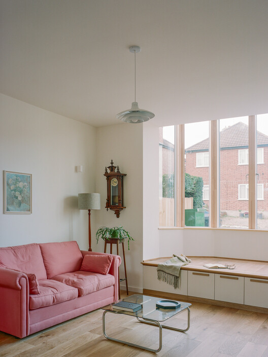 Woodbury House / Of Architecture - Interior Photography, Living Room, Wood, Sofa